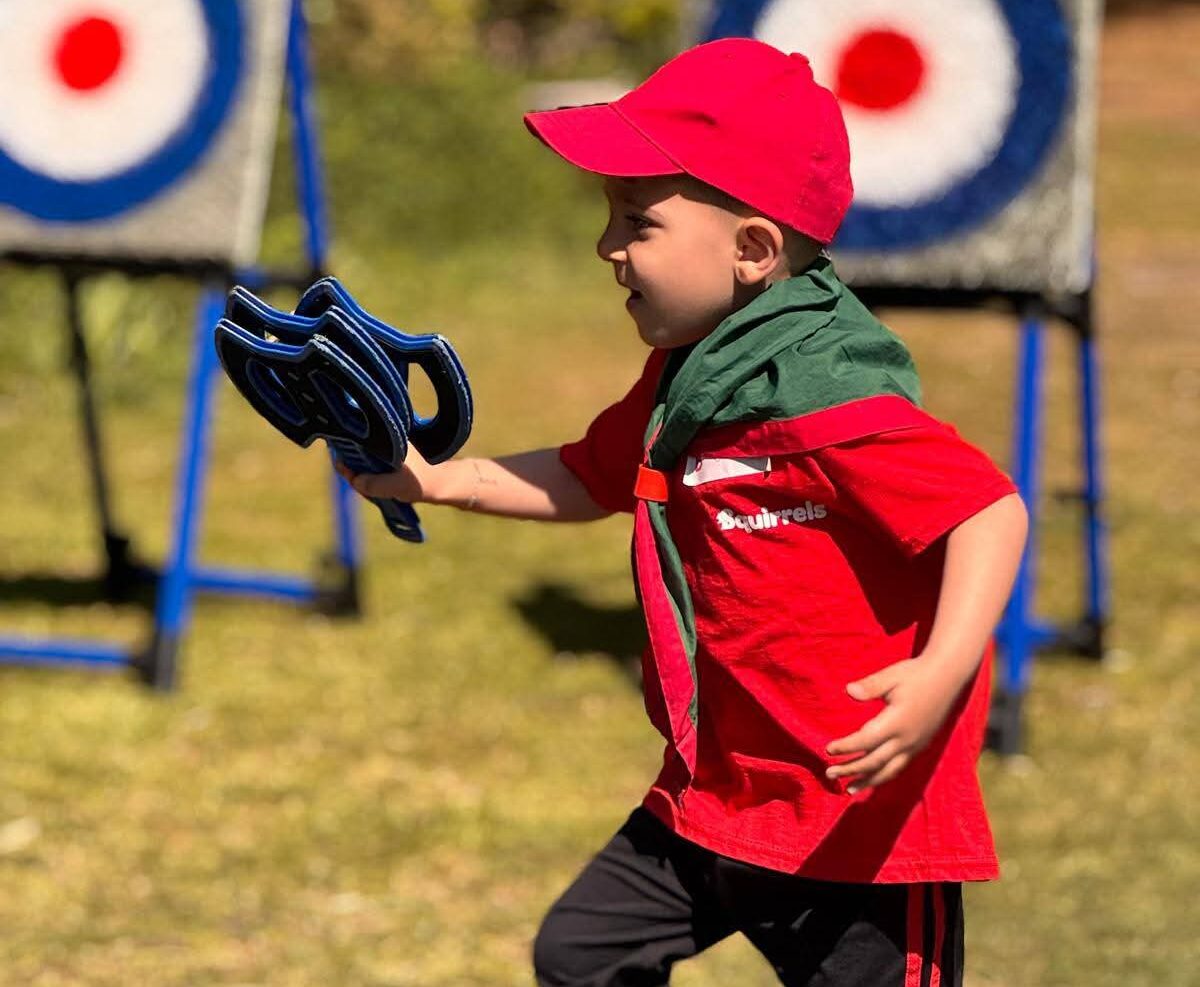 Squirrels scouts axe throwing